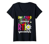 Femme Enseignants Intervention Fournitures Classe Rentrée T-Shirt avec Col en V