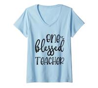 Femme Enseignement de l'école chrétienne One Blessed Teacher T-Shirt avec Col en V