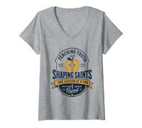 Femme Enseignement drôle de Jésus chrétien T-Shirt avec Col en V
