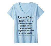 Femme Enseignement en Ligne drôle de tuteur à Distance T-Shirt avec Col en V