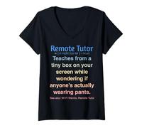 Femme Enseignement en Ligne drôle de tuteur à Distance T-Shirt avec Col en V