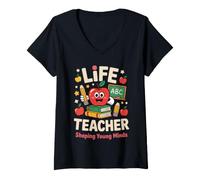 Femme Enseignement Enseignant Maternelle Enseignant Réception Nursery T-Shirt avec Col en V