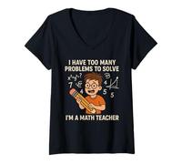Femme Enseignement mathématique inspirant Problème de mathématiques Problème Professeur de mathématiques T-Shirt avec Col en V