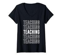 Femme Enseignement T-Shirt avec Col en V
