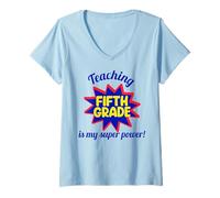 Femme Enseigner en cinquième année est Mon Super Pouvoir, Mon Professeur drôle T-Shirt avec Col en V