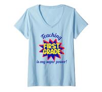 Femme Enseigner en première année est Mon Super Pouvoir T-Shirt avec Col en V
