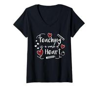 Femme Enseigner est Une œuvre de cœur. L'appréciation des Enseignants est de Tout cœur T-Shirt avec Col en V