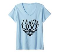 Femme Enseigner l'amour Inspirer T-Shirt avec Col en V
