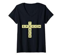 Femme Enseigner Le langage de la Parole pathologiste Professeur T-Shirt avec Col en V