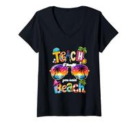 Femme Enseignez, Je pensais Que Vous aviez Dit : Vacances d'été à la Plage, Vie d'enseignant T-Shirt avec Col en V