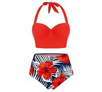 Femme Ensemble Bikini - Multicolore Sexy Push Up Tankini Amincissante Slim Bikini Push-Up Maillot De Bain Vintage Bikini Bikini String Tendance Swimsuit
