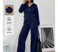 FEMME ENSEMBLE DEUX PIÈCES CONFORTABLE AVEC FERMETURE ÉCLAIR DOUBLE FACE Petite XS,Petite S,Petite M,Petite LUnicoloreTissu tricoté