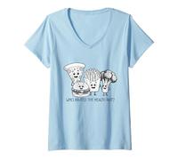 Femme Ensemble Rigolo Pizza Frites Brocoli T-Shirt avec Col en V
