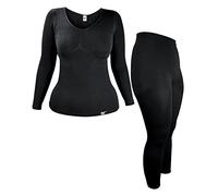 Femme Ensemble sous Vetement Thermique | Heat Holders | Chaude Baselayer Haut & Bas, sous Vetement Manche Longue pour Hiver (L-XL, Noir)