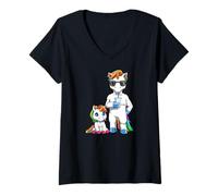 Femme Ensemble Sympa pour Papa Et Enfant Unicorn T-Shirt avec Col en V
