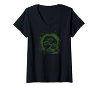Femme Enso Cercle Bonsaï Zen Méditation Art Bouddhiste T-Shirt avec Col en V