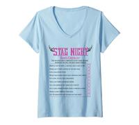 Femme Enterrement de Vie de garçon | Défi des mariés sur la liste de contrôle des enterrements de Vie de Jeune Fille T-Shirt avec Col en V