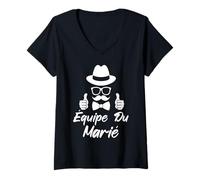 Femme Enterrement De Vie De Garçon Team Marié Équipe du Marié EVG T-Shirt avec Col en V