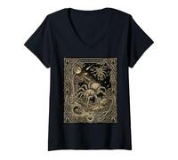 Femme Entonnoir Web Tarot Carte Constellation céleste T-Shirt avec Col en V