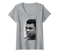 Femme Entraînement du Champion de Boxe Muhammad Ali pour Joe Bugner Fight T-Shirt avec Col en V