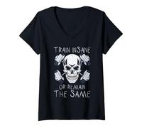 Femme Entraîner Fou ou Rester Le même entraînement de Gymnase du T-Shirt avec Col en V