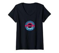 Femme Entraîneur de Bowling dans Les Cercles Modernes T-Shirt avec Col en V