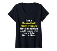 Femme Entraîneur de compétence de Basket-Ball Entraîneur Dribble Pass Defense Coaching T-Shirt avec Col en V