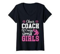 Femme Entraîneur de Pom-Pom Girl Coaching Petites Filles Entraîneur de Pom-Pom Girl T-Shirt avec Col en V