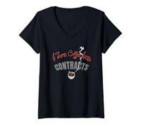 Femme Entrepreneur Immobilier Je transforme Le café en contrats T-Shirt avec Col en V