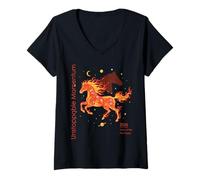 Femme Entrepreneur PDG Nouveau propriétaire d'entreprise Cheval de feu 2026 Zodiac T-Shirt avec Col en V