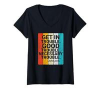 Femme Entrer dans Le pétrin Bon Trouble Trouble Nécessaire John-Lewis T-Shirt avec Col en V