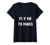Femme Envole-moi vers Mars T-Shirt avec Col en V
