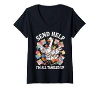 Femme Envoyer de l'aide Je suis Tout emmêlé T-Shirt avec Col en V