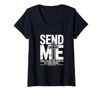 Femme Envoyez-Moi Ésaïe 6:8 Christian, Voici Je m'envoie T-Shirt avec Col en V