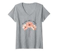 Femme Épanouissez-Vous comme Une Fleur, vers de la Bible sur la Foi chrétienne T-Shirt avec Col en V