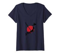 Femme Épée de samouraï sur la Carte Japonaise, la Tradition Rencontre la modernité T-Shirt avec Col en V