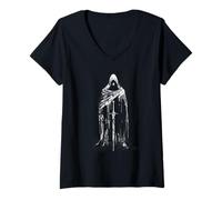 Femme Épéiste Ancien inspiré des Templiers ou Nazgûl T-Shirt avec Col en V