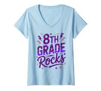Femme Epic 8TH Grade Rocks, Professeur de Musique pour Le Premier Jour, Filles, Bricolage et écriture T-Shirt avec Col en V