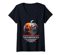 Femme Epic Pumpkin Robot: Halloween, Thanksgiving, Harvest Graphic T-Shirt avec Col en V