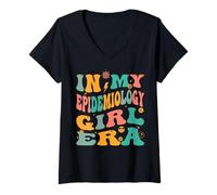 Femme Épidémiologie rétro Fille épidémiologiste Groovy T-Shirt avec Col en V