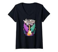 Femme Épique Wellness Rocks pour Professeur de Yoga Fitness PT Coach OT Train T-Shirt avec Col en V