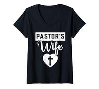 Femme Épouse du Pasteur Pastor Wife T-Shirt avec Col en V