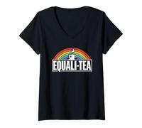 Femme Equali-Tea Boire Amoureux Dire Jeux De Mots Thé T-Shirt avec Col en V