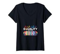 Femme Equality Hurts No One Pride Music T-Shirt avec Col en V
