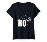 Femme Équation de Jeu de Mots en Cubes Amusante de Noël pour Professeur de mathématiques Ho Ho T-Shirt avec Col en V