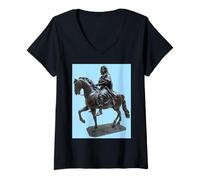 Femme Equestrian Majesty - T-Shirt Style Art Marcus Aurelius T-Shirt avec Col en V