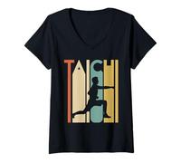 Femme Équilibre en Mouvement - Cadeau rétro pour Arts Martiaux Tai Chi Yin Yang T-Shirt avec Col en V