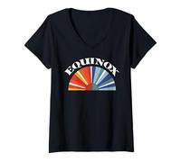 Femme Equinox Lune Soleil Joyeuse Pâques Ostara Mars Equinoxe T-Shirt avec Col en V
