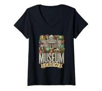 Femme Équipage du musée T-Shirt avec Col en V