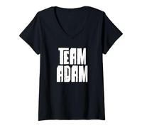 Femme Équipe Adam Fils Papa Maman Mari Petit-Fils Sport Groupe Familial T-Shirt avec Col en V